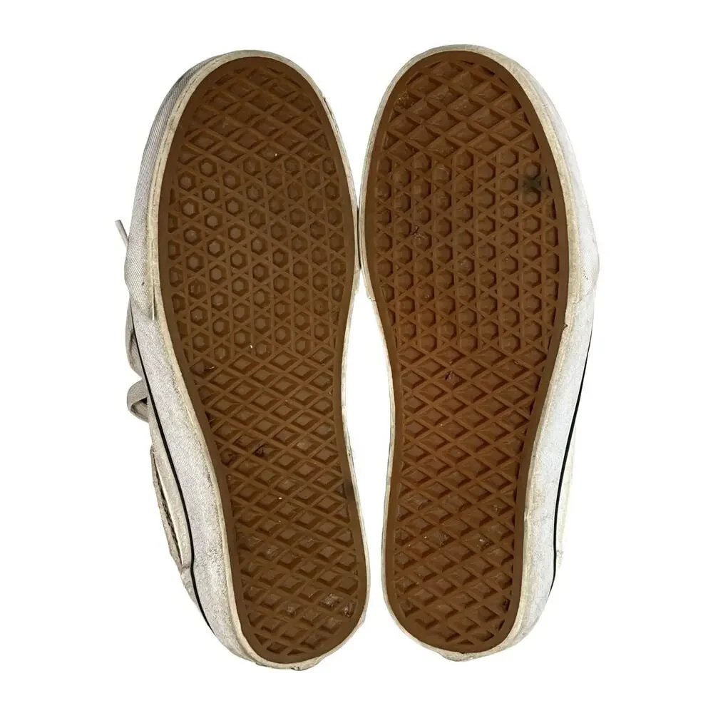 VANS Women 8.5 Sneakers Low Top Cream Suede Leopard Old Skool Lace Up Skate‎